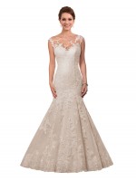 Cheap Alivia Long Chapel Train Illusion Neckline Wedding Dress Sydney