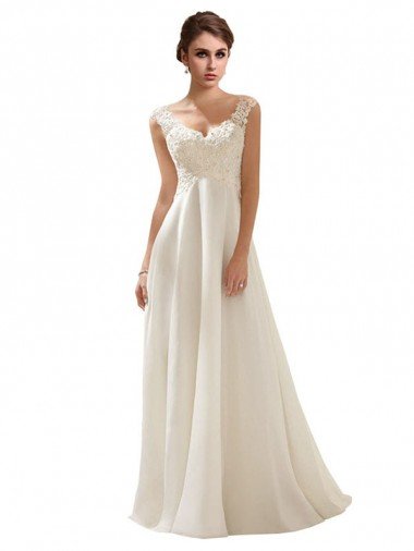 Cheap V-Neck Lace Wedding Dress On Chiffon Sydney