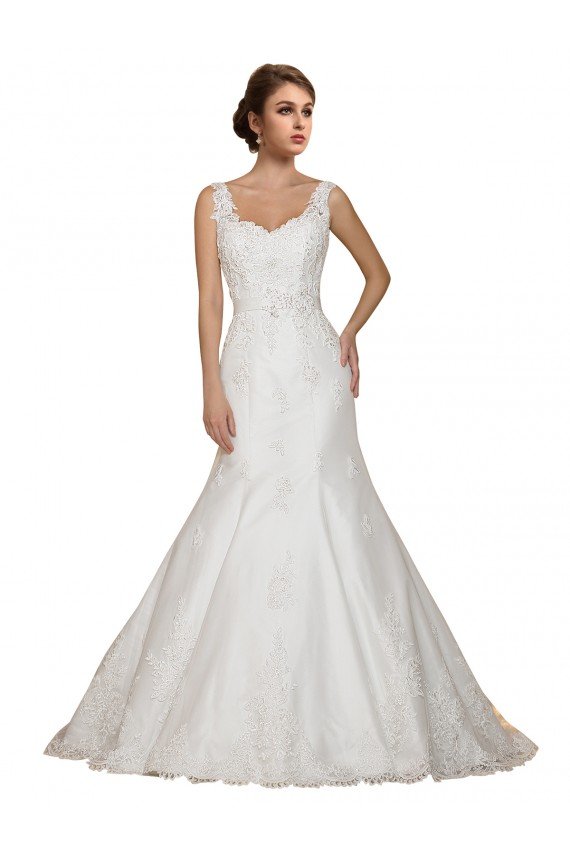 Cheap Sweethart V-Neckline Lace Wedding Dress with Shoulder Straps Sydney