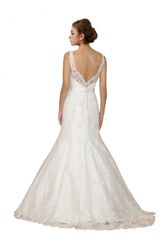 Cheap Sweethart V-Neckline Lace Wedding Dress with Shoulder Straps Sydney