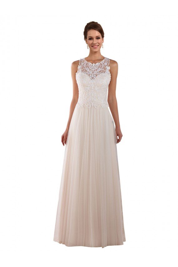 Cheap High Neck A-Line Tulle Wedding Dress with Lace Back Sydney