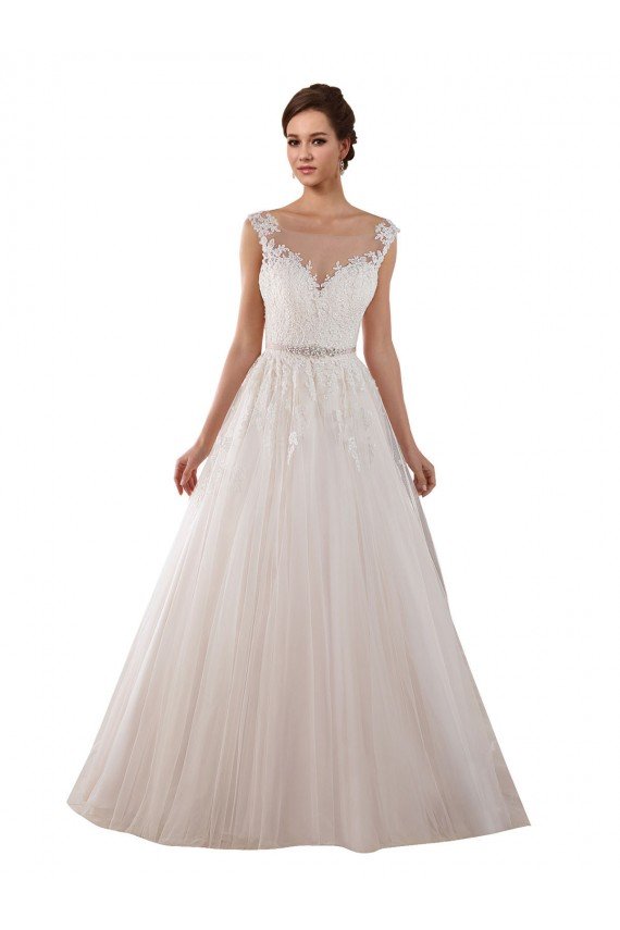Cheap Illusion Sweetheart Neck Ball Gown Tulle Wedding Dress with Lace Bodice Sydney