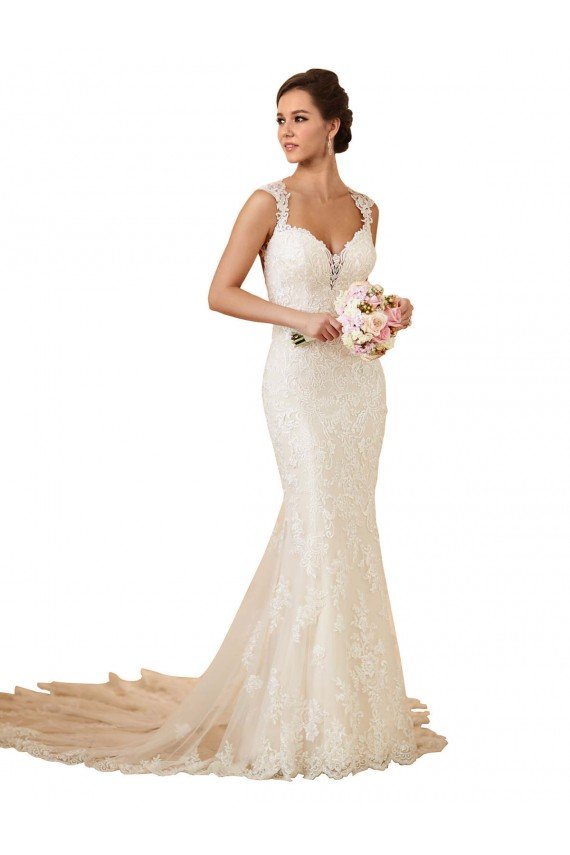 Cheap Modern Chapel Train Sweetheart Mermaid Lace Wedding Dress with Keyhole Back Sydney