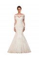 Cheap Long Sleeves Mermaid Lace Wedding Dress with Illusion Back Sydney