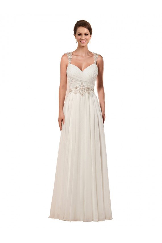 Cheap Sweetheart A-Line Chiffon Wedding Dress with Beaded Shoulder Straps Sydney