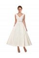 Cheap V-Neck A-Line Short Ankle Length Satin Wedding Dress Sydney