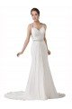 Cheap Sweetheart Sheath Chiffon Beach Wedding Dress with Beaded Belts Sydney