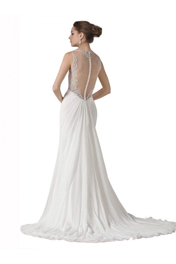 Cheap Sweetheart Sheath Chiffon Beach Wedding Dress with Beaded Belts Sydney