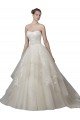 Cheap Strapless Ball Gown Tulle Wedding Dress with Lace Appliques Sydney