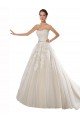 Cheap Strapless Ball Gown Tulle Wedding Dress with Lace Cascades Sydney