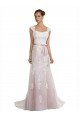Cheap Strapless Mermaid Tulle Lace Beach Wedding Dress with Belt Sydney
