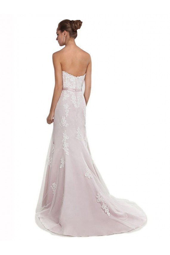 Cheap Strapless Mermaid Tulle Lace Beach Wedding Dress with Belt Sydney