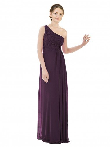 Cheap Draped One Shoulder Full Length Chiffon Bridesmaid Dress Sydney