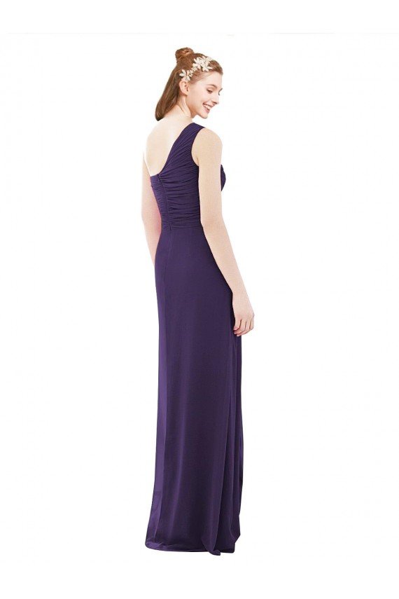 Cheap Draped One Shoulder Full Length Chiffon Bridesmaid Dress Sydney