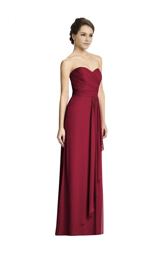 Cheap Long Strapless Chiffon Bridesmaid Dress with Side Slit Sydney