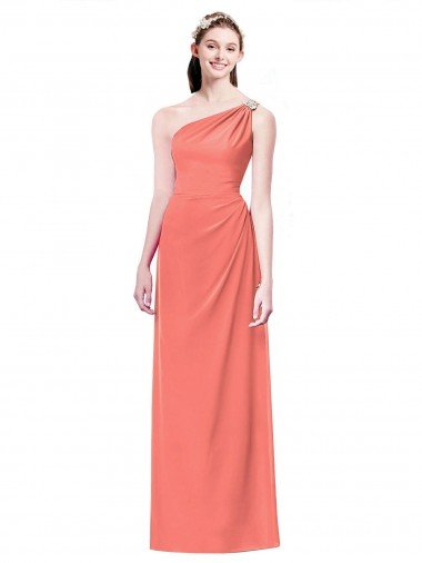 Cheap Draped Full Length One Shoulder Chiffon Bridesmaid Dress Sydney