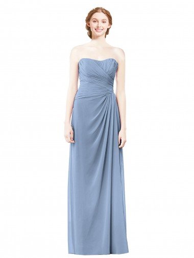 Cheap Strapless Long Chiffon Bridesmaid Dress with Sweetheart Neckline Sydney