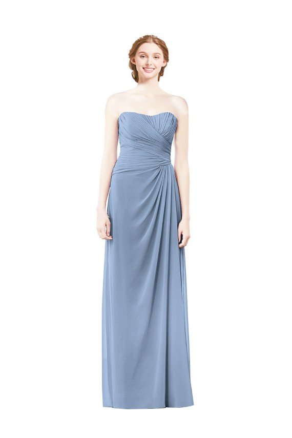 Cheap Strapless Long Chiffon Bridesmaid Dress with Sweetheart Neckline Sydney