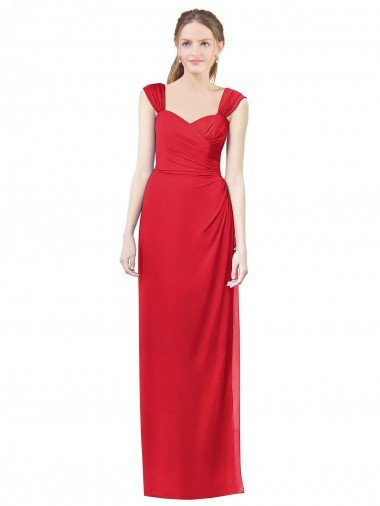Cheap Long Chiffon Bridesmaid Gown with Neckline Straps Sydney