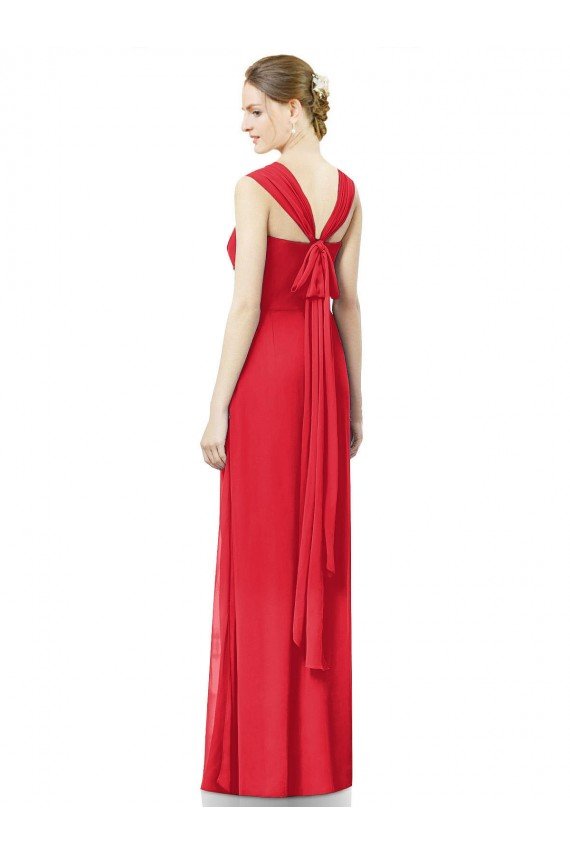 Cheap Long Chiffon Bridesmaid Gown with Neckline Straps Sydney