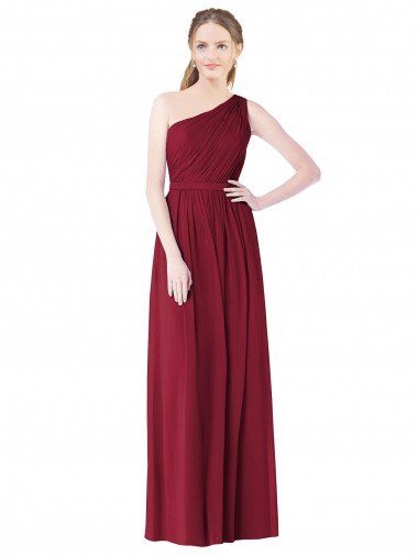 Cheap One Shoulder Full Length Long Chiffon Bridesmaid Dress. Sydney