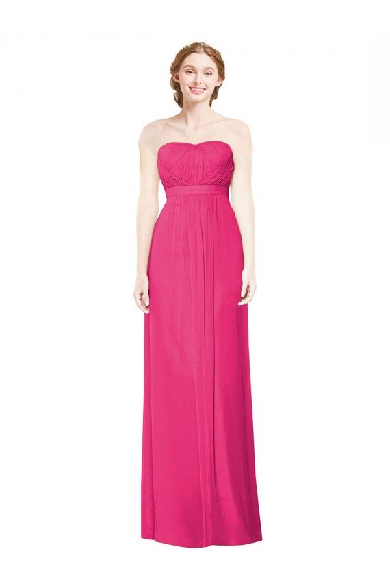 Cheap Full Length Strapless Long Chiffon Dress with Waistband Sydney