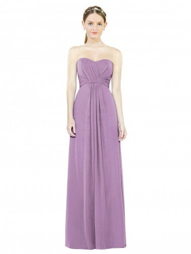 Cheap Sweetheart Neckline Strapless Chiffon Bridesmaid Dress with Wrap Pleat Sydney