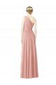 Cheap One Shoulder Long Chiffon Bridesmaid Dress with Shirred Waistband Sydney