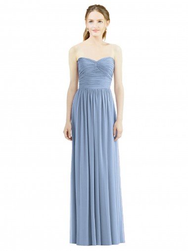 Cheap Strapless Long Chiffon Dress with Sweetheart Neckline And Draped Bodice Sydney