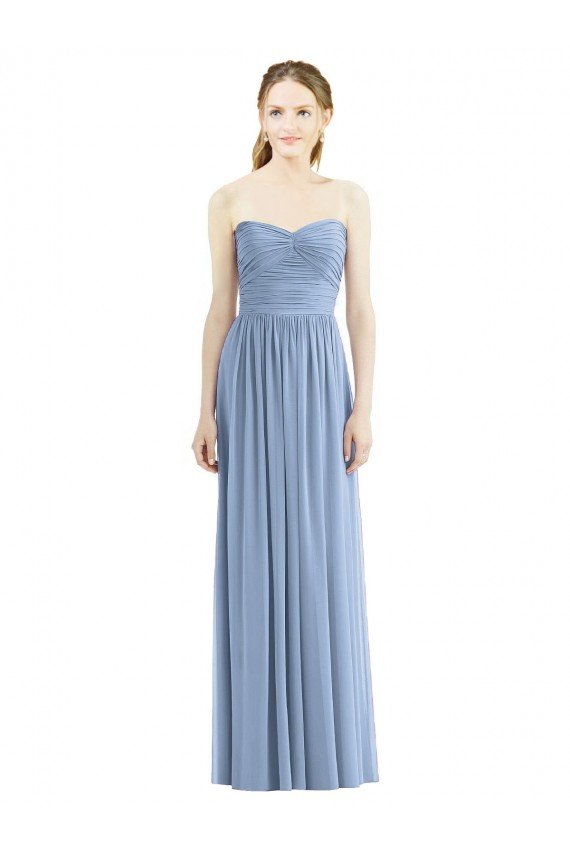 Cheap Strapless Long Chiffon Dress with Sweetheart Neckline And Draped Bodice Sydney