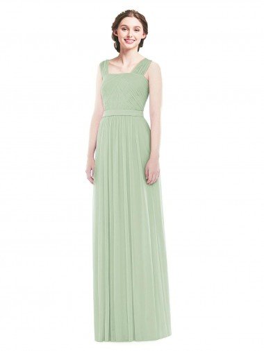 Cheap Sleeveless Chiffon Long Bridesmaid Dress with Shoulder Straps Sydney