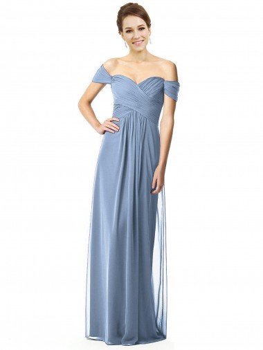 Cheap Off the Shoulder Chiffon Bridesmaid Dress with Draped Bodice Sydney