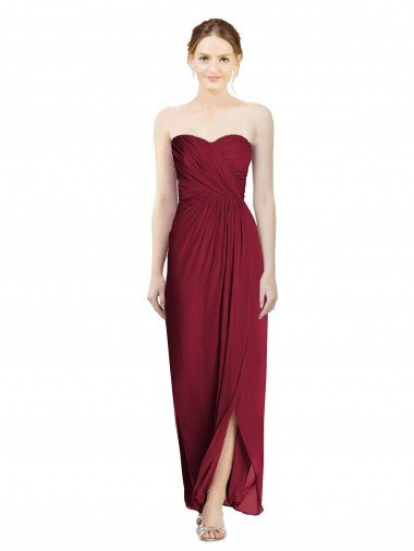 Cheap Strapless Sweetheart Long Chiffon Bridesmaid Dress Sydney