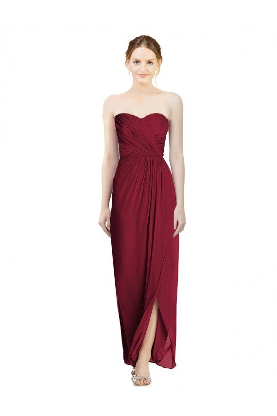 Cheap Strapless Sweetheart Long Chiffon Bridesmaid Dress Sydney