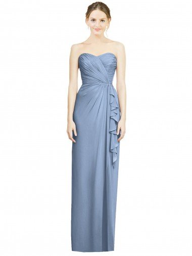Cheap Strapless Full-Length Chiffon Bridesmaid Dress with Front Slit Sydney