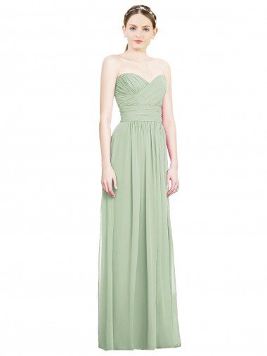 Cheap Crisscross Draped Full Length Strapless Chiffon Bridesmaid Dress Sydney