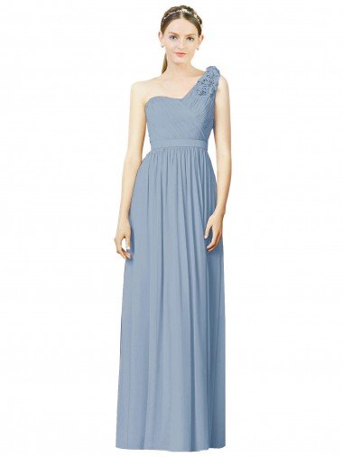 Cheap Flower Shoulder Draped One Shoulder Chiffon Bridesmaid Dress Sydney