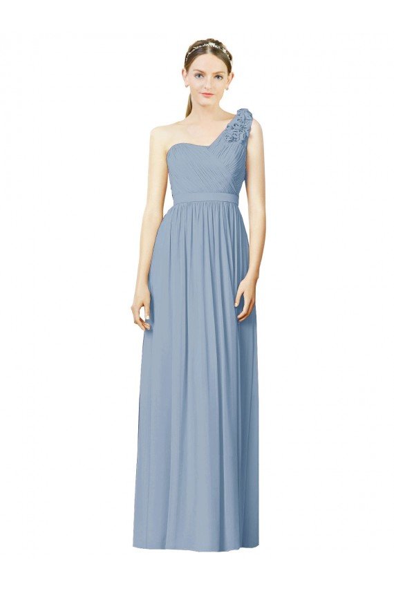 Cheap Flower Shoulder Draped One Shoulder Chiffon Bridesmaid Dress Sydney