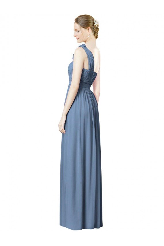Cheap Flower Shoulder Draped One Shoulder Chiffon Bridesmaid Dress Sydney