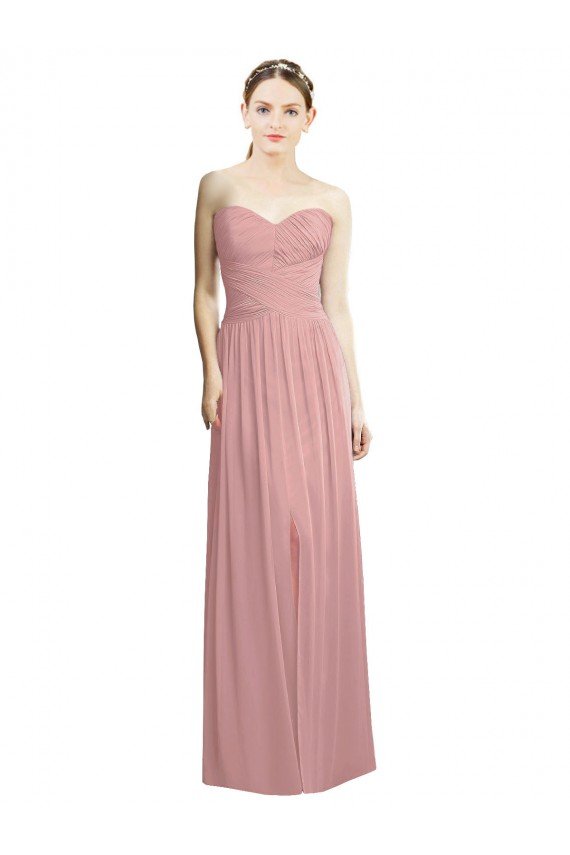 Cheap Crossover Draped Sweetheart Chiffon Formal Bridesmaid Dress with Front Slit Sydney