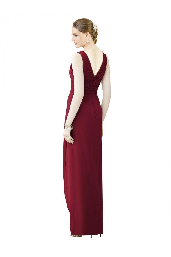 Cheap Draped Sleeveless Long Chiffon V-Neck Bridesmaid Dress Sydney