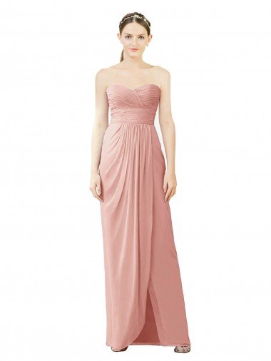 Cheap Strapless Sweetheart Long Chiffon Wrap Bridesmaid Dress Sydney