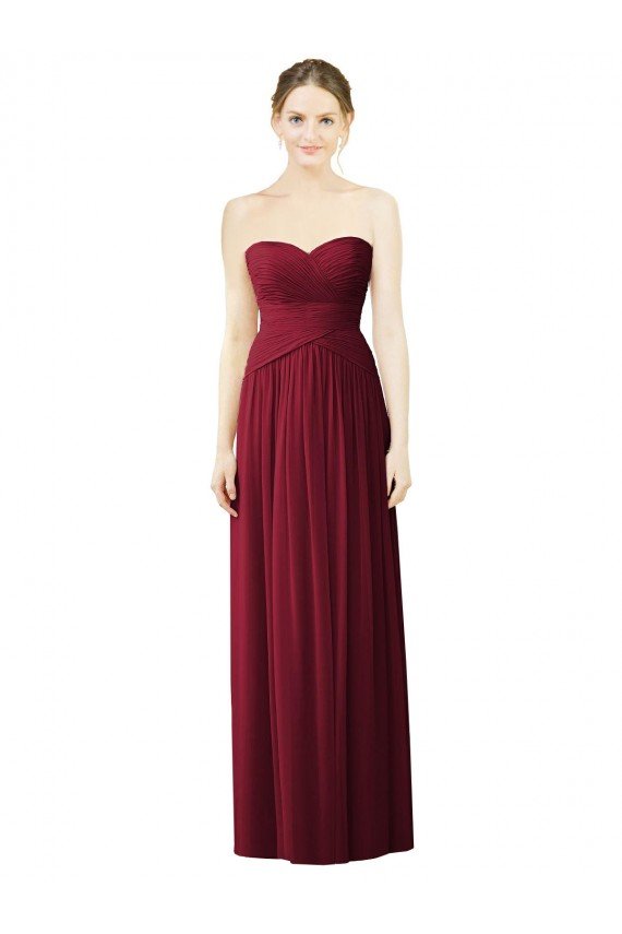 Cheap Draped Full Length Strapless Chiffon Bridesmaid Dress Sydney