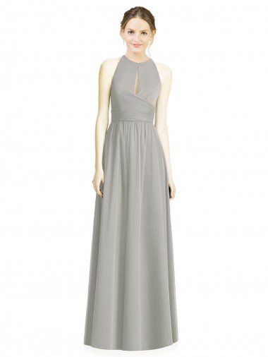 Cheap Draped Keyhole Long Chiffon Bridesmaid Dress Sydney
