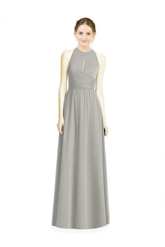 Cheap Draped Keyhole Long Chiffon Bridesmaid Dress Sydney