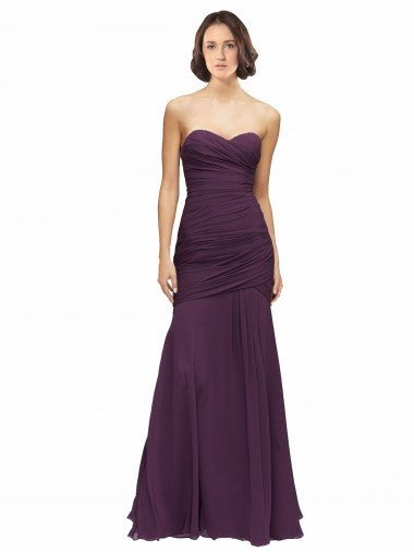 Cheap Full Length Chiffon Bridesmaid Dress with Sweetheart Neckline and Ruffles Sydney