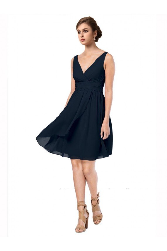 Cheap Short Knee Length Criss Cross Draped Chiffon Cocktail Bridesmaid Dress Sydney