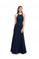 Cheap High Halter Fit and Flare Long Chiffon Bridesmaid Dress / Prom Dress with Criss Cross Low Back Sydney