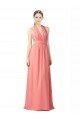Cheap Shirred Bodice Full Length Long Chiffon Bridesmaid Dress Sydney