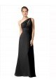 Cheap One Shoulder Full Length Chiffon Bridesmaid Dress with Shirred Bodice Sydney